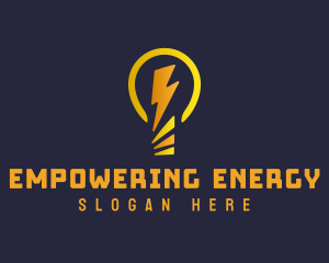 Light Bulb Lightning Bolt logo design