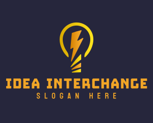 Light Bulb Lightning Bolt logo design