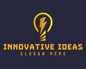 Light Bulb Lightning Bolt logo design