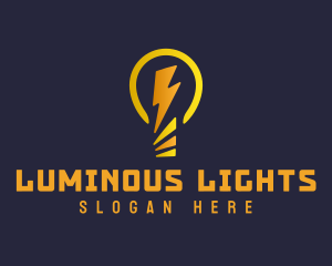 Light Bulb Lightning Bolt logo design