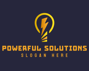 Light Bulb Lightning Bolt logo design