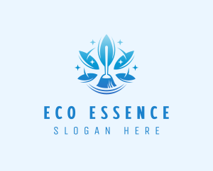 Eco Housekeeping Broom logo design