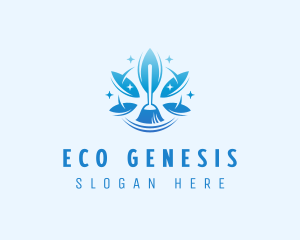 Eco Housekeeping Broom logo design