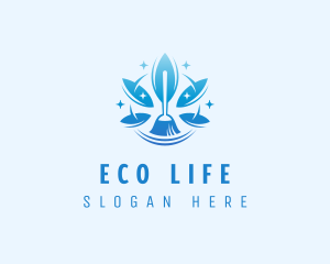 Eco Housekeeping Broom logo design