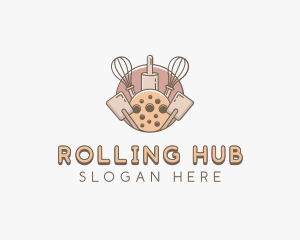 Whisk Rolling Pin Cookies logo design