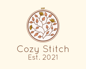 Autumn Flower Embroidery logo design