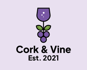 Wine Glass Grape  logo design