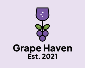 Wine Glass Grape  logo design