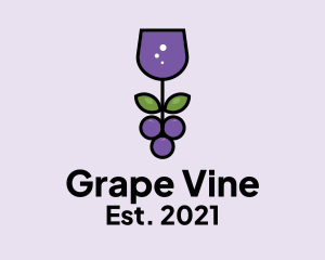 Wine Glass Grape  logo design