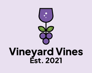 Wine Glass Grape  logo design