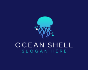 Ocean Marine Jellyfish logo design