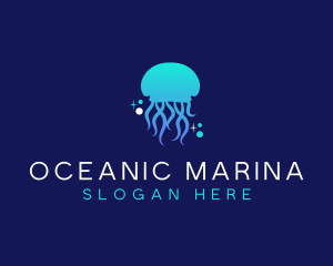 Ocean Marine Jellyfish logo design