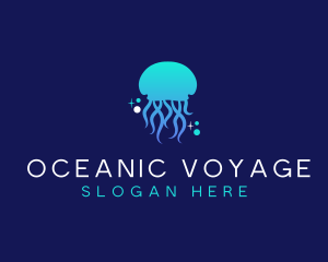 Ocean Marine Jellyfish logo design