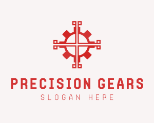 Mechanical Gear Cross logo design