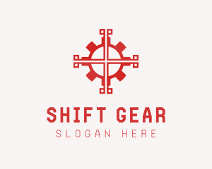 Mechanical Gear Cross logo design