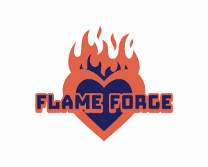 Heart Love Flame logo design