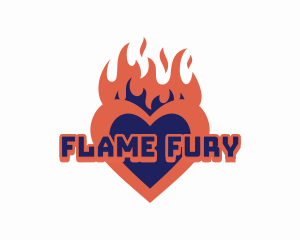 Heart Love Flame logo design