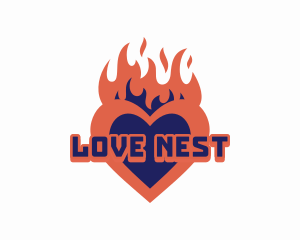 Heart Love Flame logo design