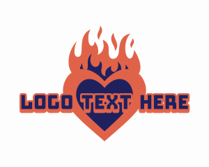 Marriage - Heart Fire Flame logo design
