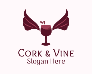 Wings Wine Glass  logo design