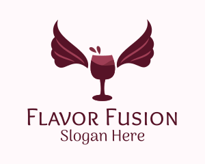 Wings Wine Glass  logo design