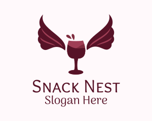 Wings Wine Glass  logo design