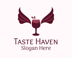 Wings Wine Glass  logo design