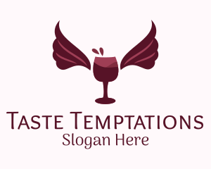 Wings Wine Glass  logo design