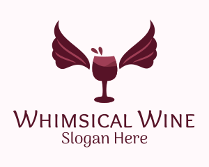 Wings Wine Glass  logo design