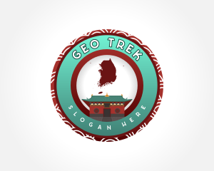 South Korea Pagoda Tourism logo design