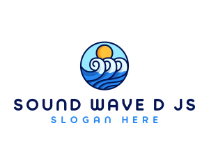 Sun Water Wave  logo design