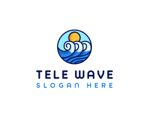 Sun Water Wave  logo design