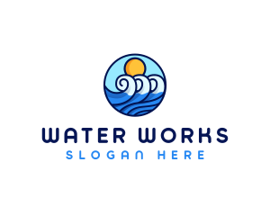 Sun Water Wave  logo design