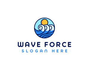 Sun Water Wave  logo design