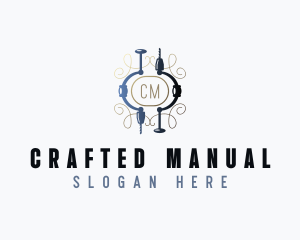 Manual Drill Carpentry logo design