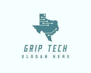 Tech Circuit Texas Map logo design