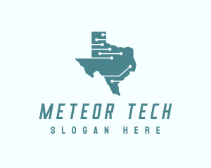 Tech Circuit Texas Map logo design