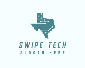 Tech Circuit Texas Map logo design