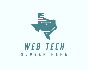 Tech Circuit Texas Map logo design