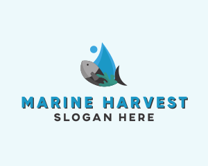 Aquatic Marine Fish logo design