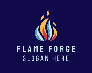 Fire Ice Flame Ventilation logo design