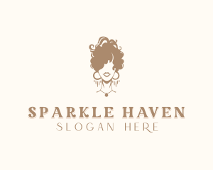 Curly Hairstyle Woman logo design