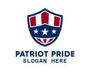 Three Star Patriotic Shield logo design