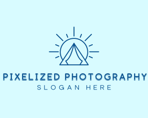 Summer Camping Tent Sun logo design