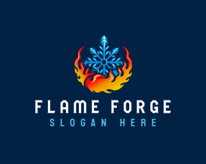 Snowflake Heating Cooling logo design