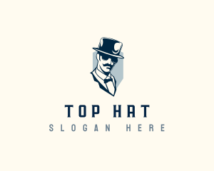 Gentleman Hat Mustache logo design