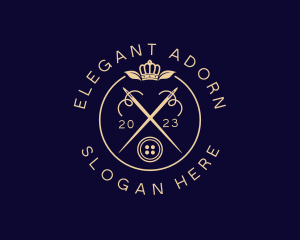 Elegant Crown Sewing Needle logo design