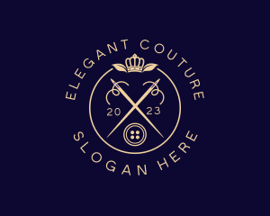 Elegant Crown Sewing Needle logo design