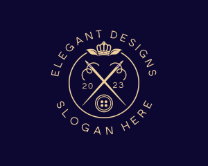 Elegant Crown Sewing Needle logo design