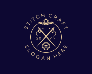 Elegant Crown Sewing Needle logo design